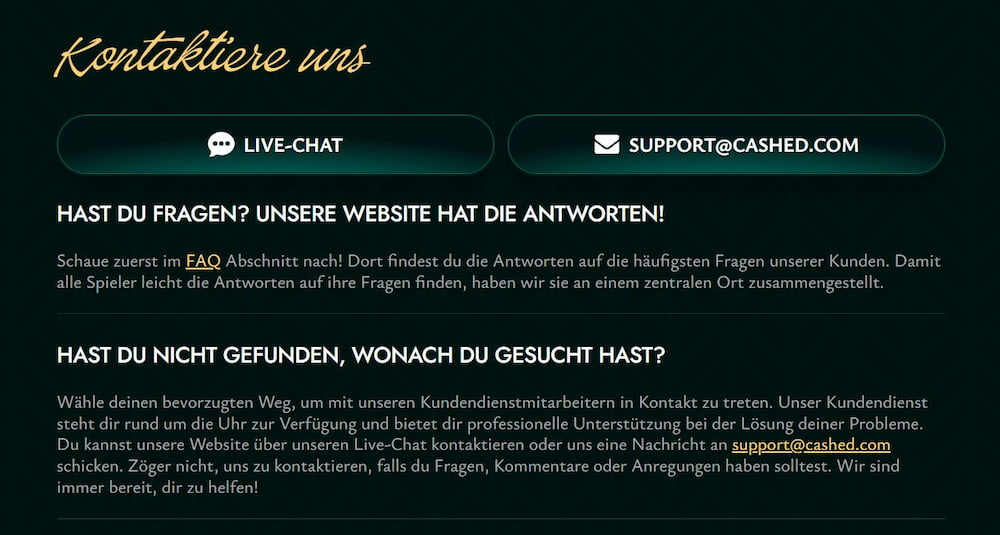 Kundensupport bei Cashed