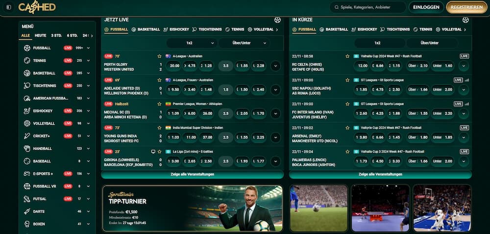 Wettangebot bei Cashed