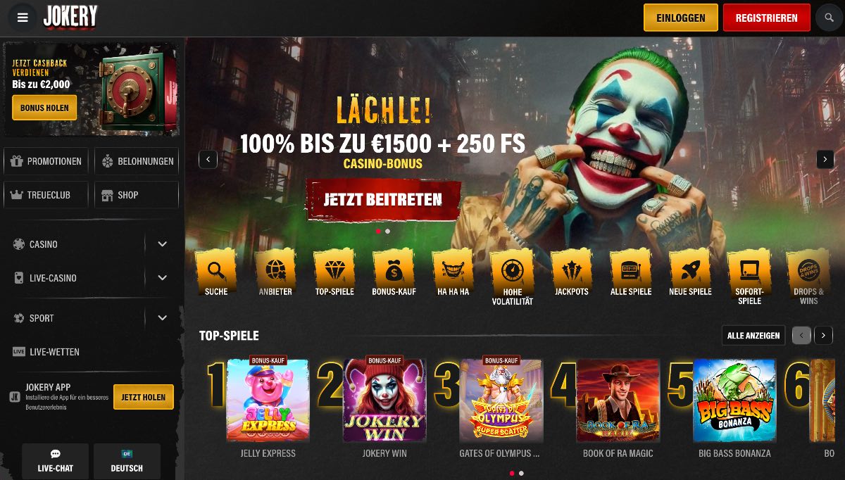 Jokery überzeugt als flexibles Casino ohne Anmeldung mit Top-Spielen.